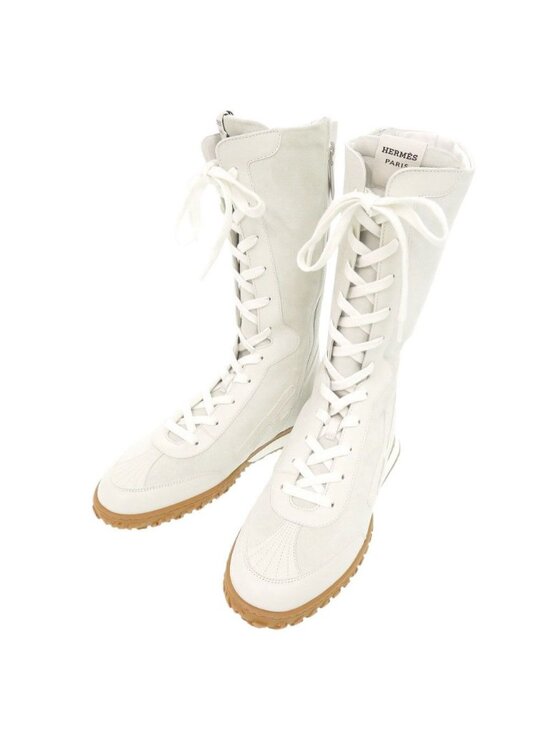Hermes | Shoes | Hermes Lace Up 38 Vaubera Nappa White  Hermes Lace Up 38 Vaubera Nappa White Sneakers High Cut Boots